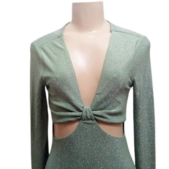 NWT Women's Long Sleeve Cut Out Lurex Bodycon Dress - Wild Fable - XS/S/M/L/XL - Picture 3 of 8